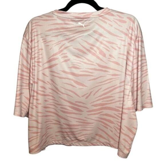 Puma Womens Pink Zebra Print Oversized T-Shirt XL 100% Polyester - Picture 4 of 10